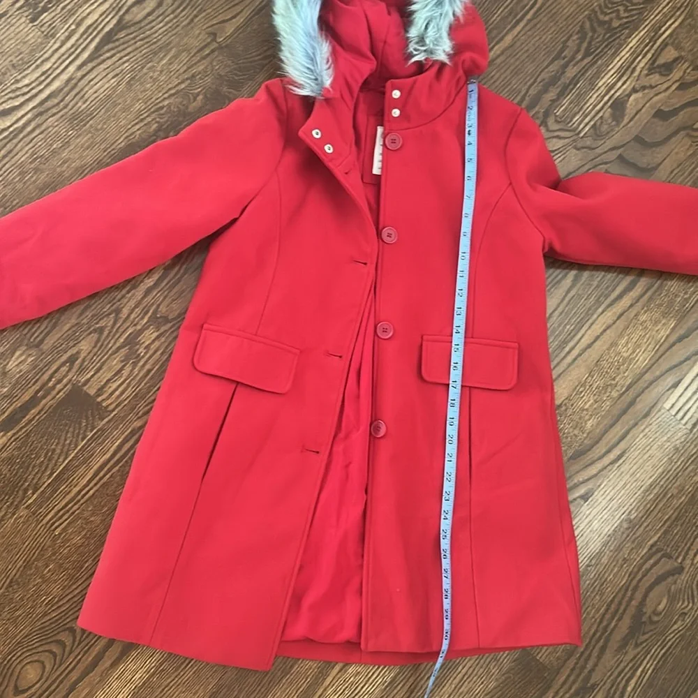 Cat & Jack Red Girls' Hooded Coat with Faux Fur Trim